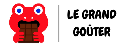 logo le grand goûter mascotte le chocolat des français qui mange du chocolat